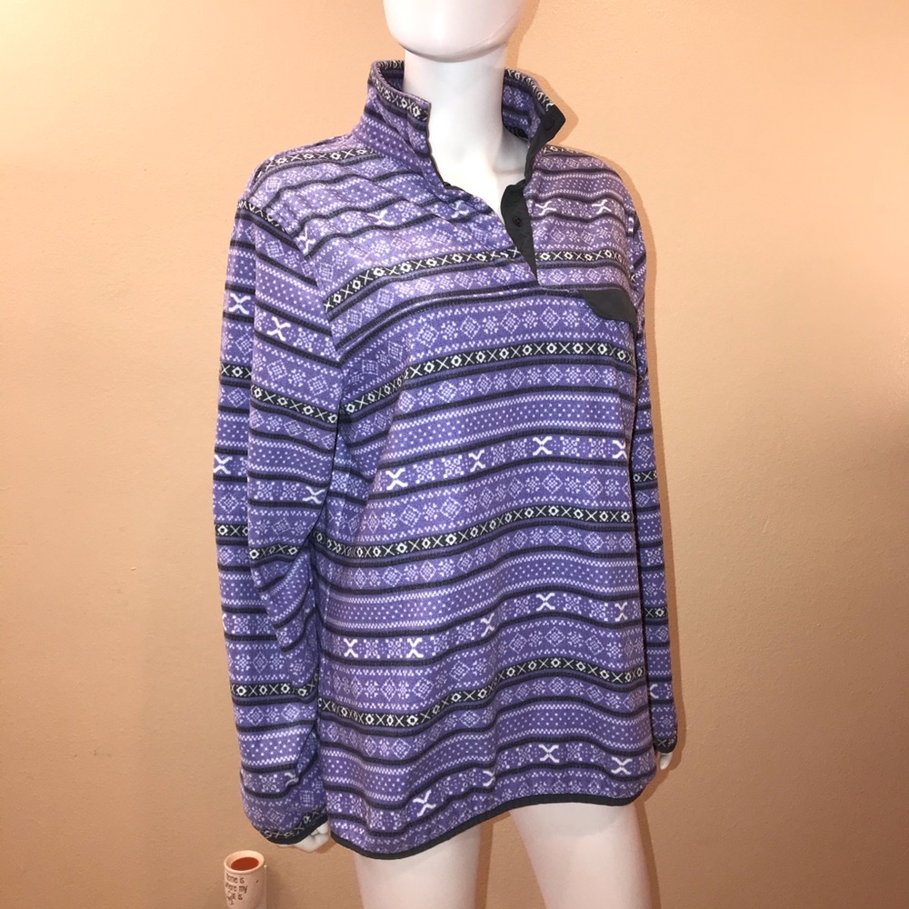 Jachs Cabin Fleece Pullover Sweater Size L Lavender Grey Relaxed Fit Outerwear
